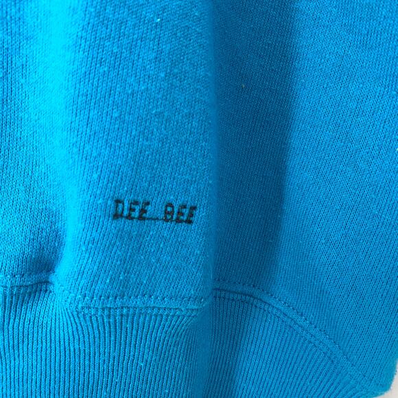 Vintage 80s Dee Bee Suede Applique Double Collared Sweatshirt Blue Sz Large - Picture 5 of 7